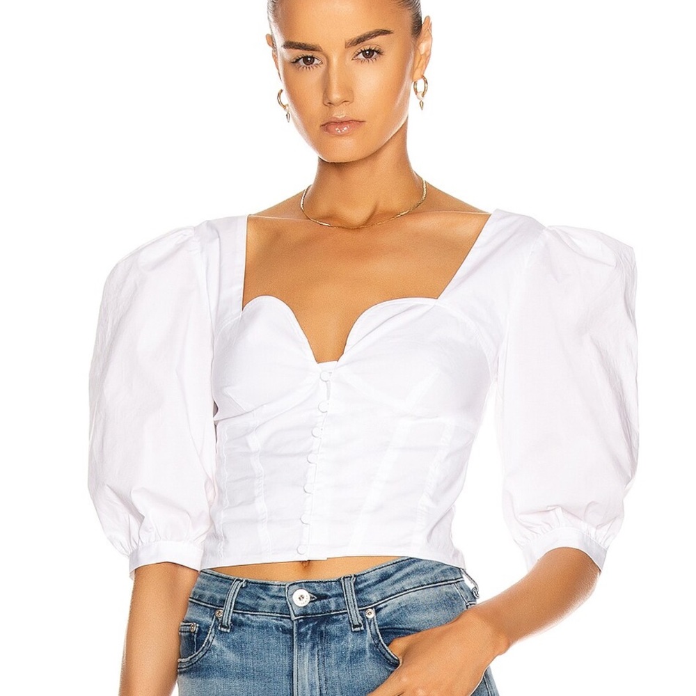 Jonathan Simkhai Thea Puff Sleeve Blouse Top XS NWOT